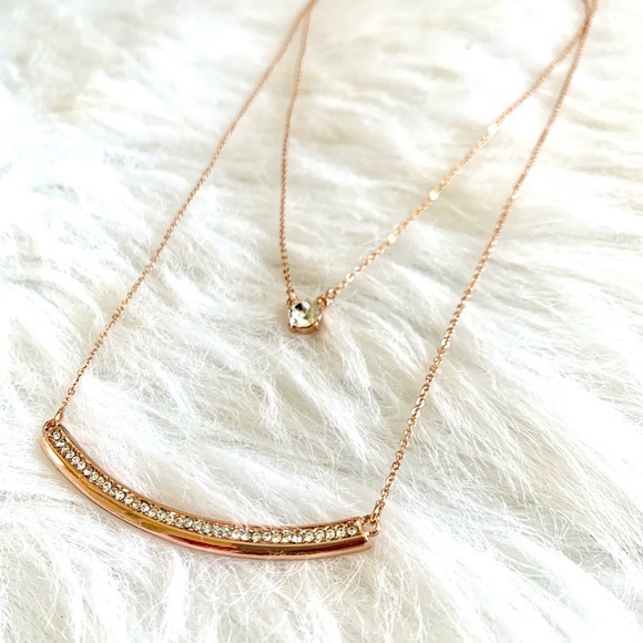 Rose gold tone cz layered adjustable necklace - NEW! - Picture 2 of 7
